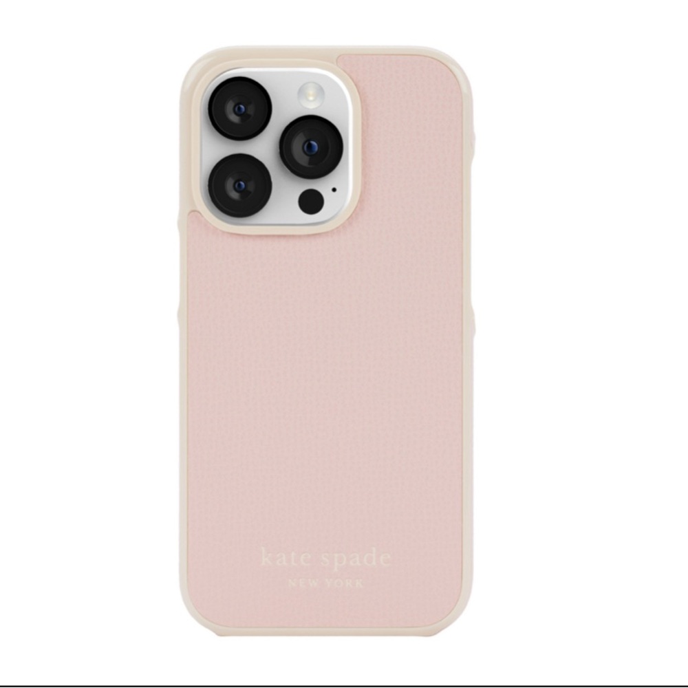 Kate Spade New York Wrap Case iPhone 14 Pro Pale Vellum/Black Bumper/Black Logo - Picture 2 of 3